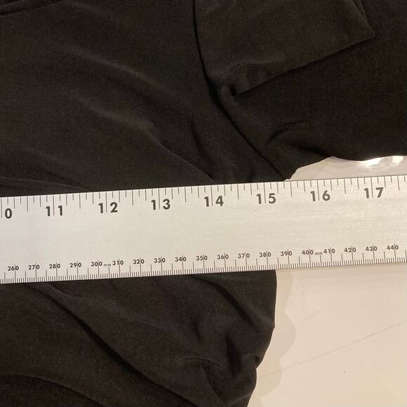 NWOT BEN DE LISI Dress US 4 Black Maxi Boat-Neck Cross Ruch Slit Side Stretch - Picture 13 of 15